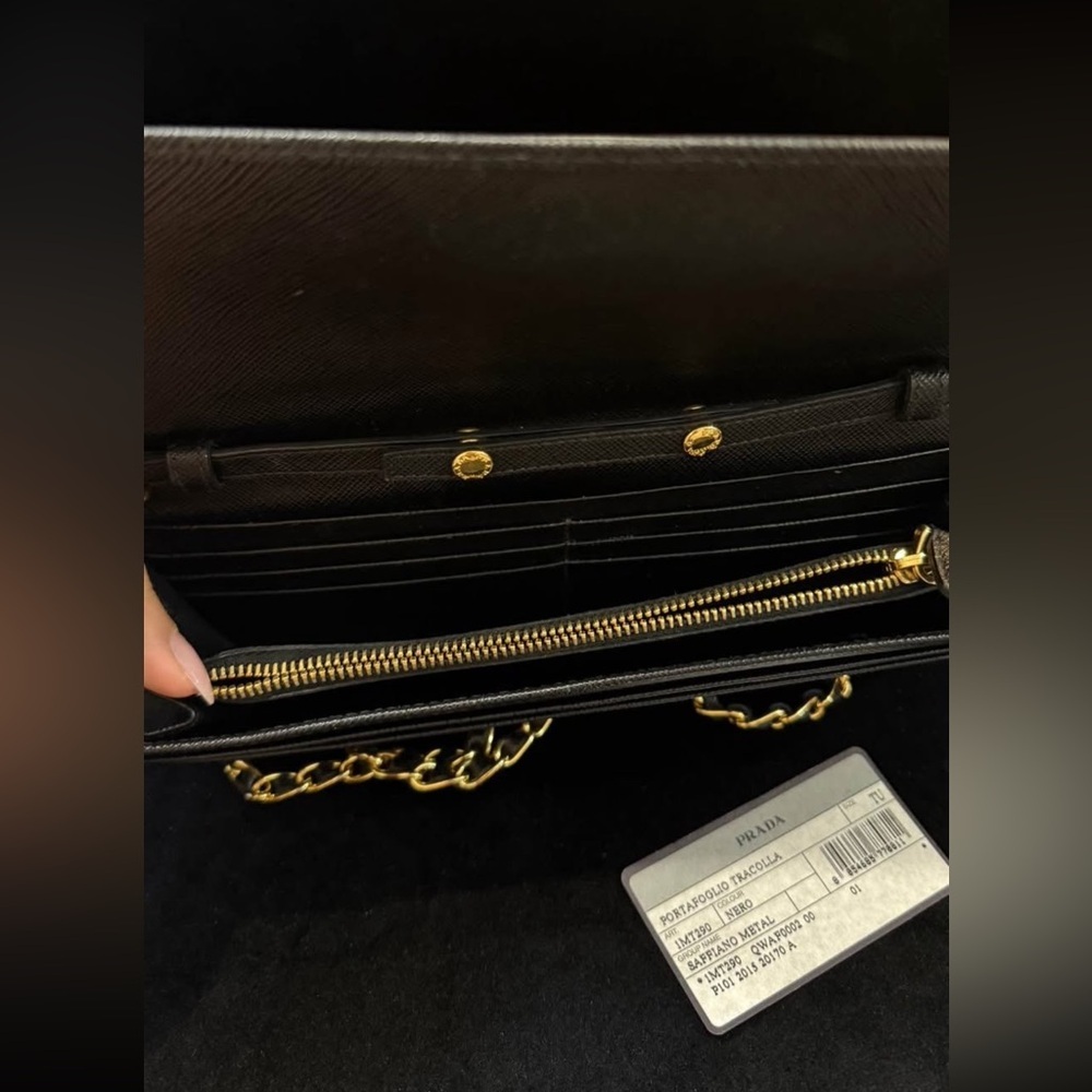 Prada Black Leather Clutch with Gold Chain - Picture 4 of 5